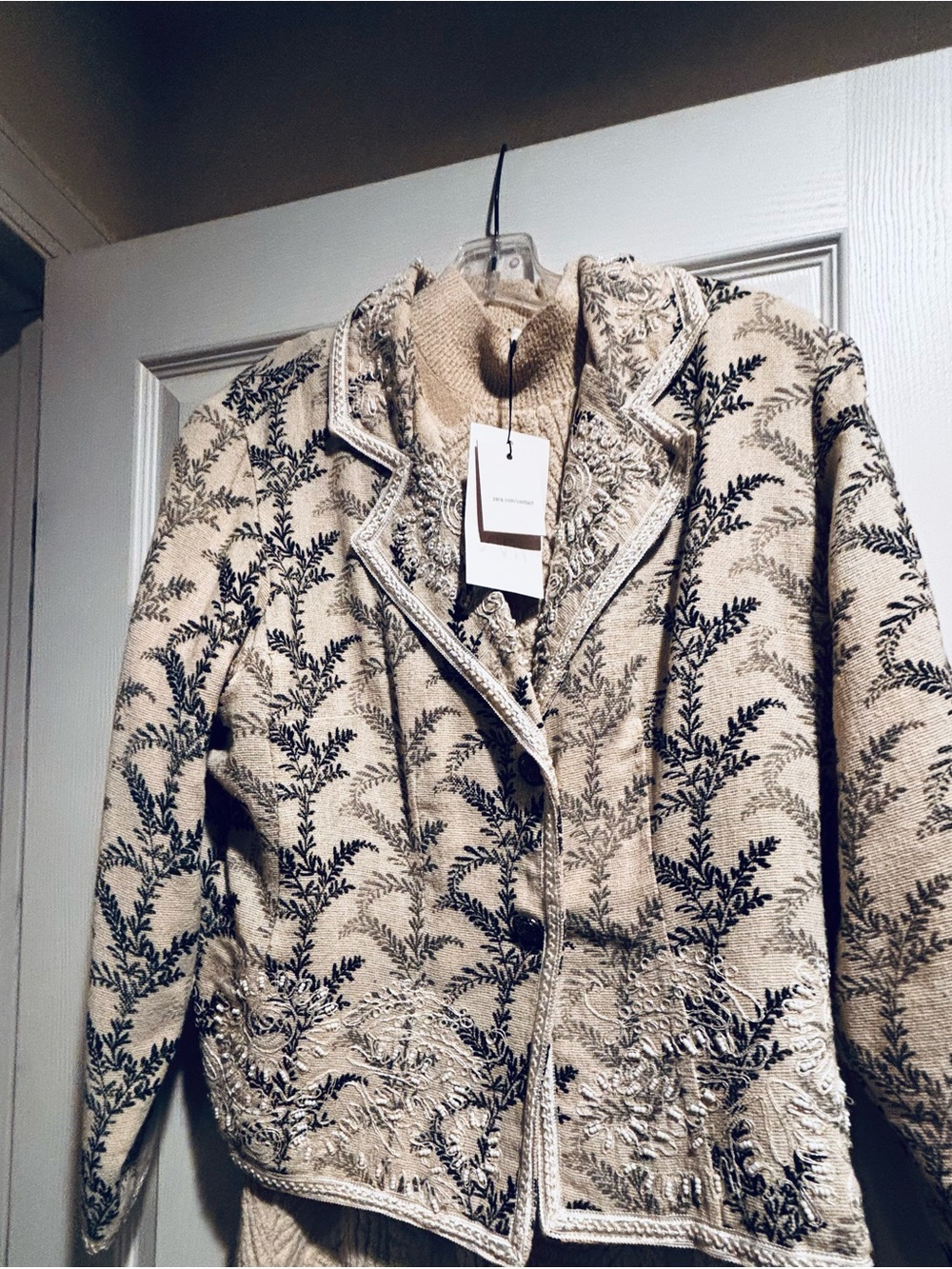 Coldwater Creek Embroidered Jacket with Pearls